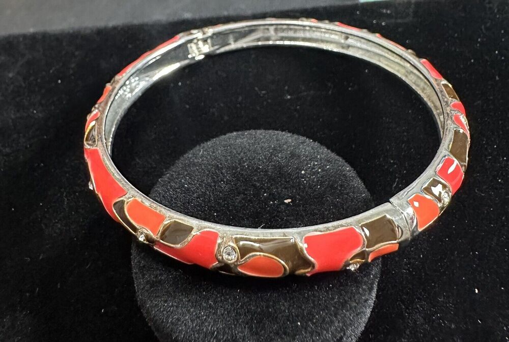 Sequin Nordstrom Colorful Thin Silver Tone Enamel Hinge Bangle $25 NWOT #184